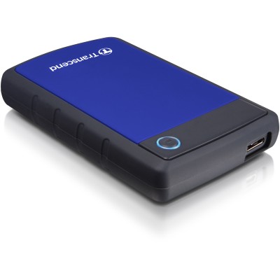 Portable HDD 4TB Transcend StoreJet 25H3 (Blue), Anti-shock protection, One-touch backup, USB 3.1 Gen1, 132x81x25mm, 298g /3 года/