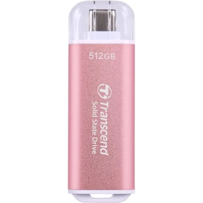 Флеш-накопитель Transcend External SSD ESD300C 512GB, Type C, 10Gbps (3.2 Gen2), R/W 1050/950MB/s, 60.1x20x7.8 mm, 9g, Pink