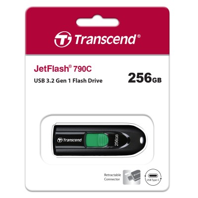 Флеш-накопитель Transcend 256GB JetFlash 790 (Black) type-C USB 3.2