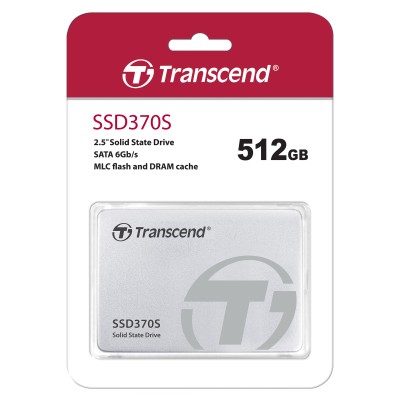 Твердотельный накопитель Transcend SSD SSD370S, 512GB, 2.5" 7mm, SATA3, MLC, R/W 530/430MB/s, IOPs 70 000/70 000, DRAM buffer 512MB, TBW 1440, DWPD 2.6 (3 года)