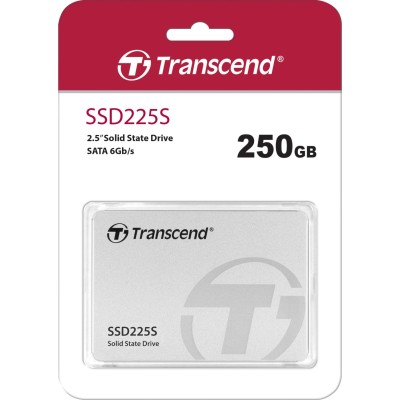 Твердотельный накопитель Transcend SSD SSD225S, 250GB, 2.5" 7mm, SATA3, R/W 500/330MB/s, IOPs 40 000/75 000, TBW 90, DWPD 0.3 (3 года)