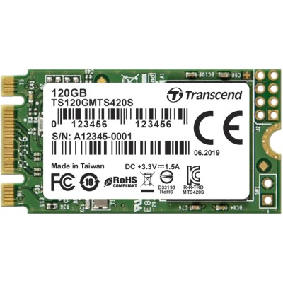 Твердотельный накопитель Transcend SSD 420S, 120GB, M.2(22x42mm), SATA3, 3D TLC, R/W 500/350MB/s, IOPs 28 000/75 000, TBW 40, DWPD 0.3 (3 года)