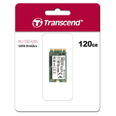 Твердотельный накопитель Transcend SSD 420S, 120GB, M.2(22x42mm), SATA3, 3D TLC, R/W 500/350MB/s, IOPs 28 000/75 000, TBW 40, DWPD 0.3 (3 года)