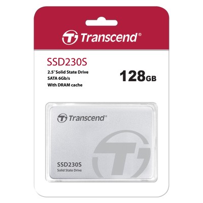 Твердотельный накопитель Transcend SSD SSD230S, 128GB, 2.5" 7mm, SATA3, 3D TLC, R/W 560/380MB/s, IOPs 35 000/70 000, DRAM buffer 256MB, TBW 70, DWPD 0.3 (5 лет)