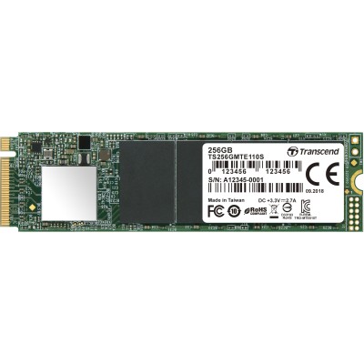 Твердотельный накопитель Transcend SSD MTE110S, 256GB, M.2(22x80mm), NVMe, PCIe 3.0 x4, 3D TLC, R/W 1600/1100MB/s, IOPs 90 000/250 000, TBW 100, DWPD 0.2 (5 лет)