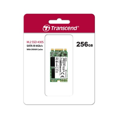 Твердотельный накопитель Transcend SSD 430S, 256GB, M.2(22x42mm), SATA3, 3D TLC, R/W 530/400MB/s, IOPs 45 000/70 000, DRAM buffer 256MB, TBW 140, DWPD 0.3 (5 лет)