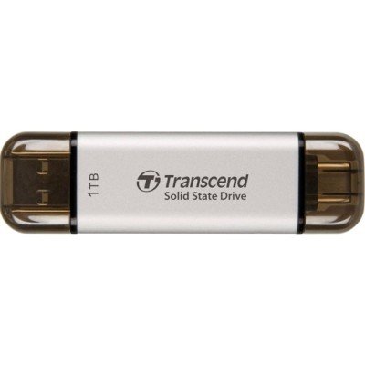 Флеш-накопитель Transcend External SSD ESD310S, 1024GB, Type C/A, USB 10Gbps (3.2 Gen2), R/W 1050/950MB/s, 71x20x8mm, 11g, Silver (5 лет)