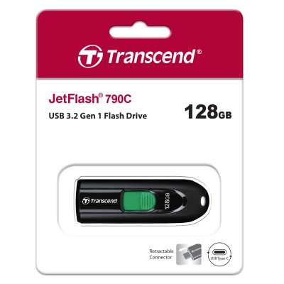 Флеш-накопитель Transcend 128GB JetFlash 790 (Black) type-C USB 3.2