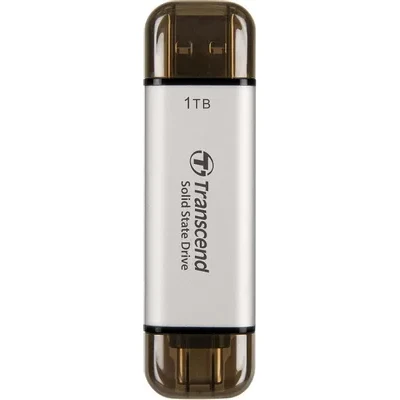 Флеш-накопитель Transcend External SSD ESD310S, 1024GB, Type C/A, USB 10Gbps (3.2 Gen2), R/W 1050/950MB/s, 71x20x8mm, 11g, Silver (5 лет)