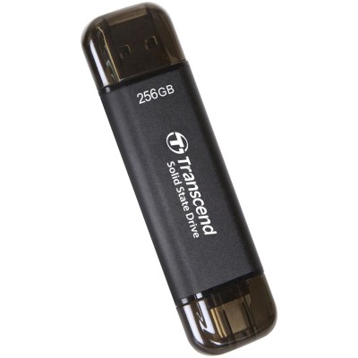 Флеш-накопитель Transcend External SSD ESD310C, 256GB, Type C/A, USB 10Gbps (3.2 Gen2), R/W 1050/950MB/s, 71x20x8mm, 11g, Black (5 лет)