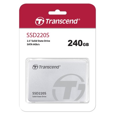 Твердотельный накопитель Transcend SSD SSD220S, 240GB, 2.5" 7mm, SATA3, 3D TLC, R/W 500/330MB/s, IOPs 40 000/75 000, TBW 80, DWPD 0.3 (3 года)