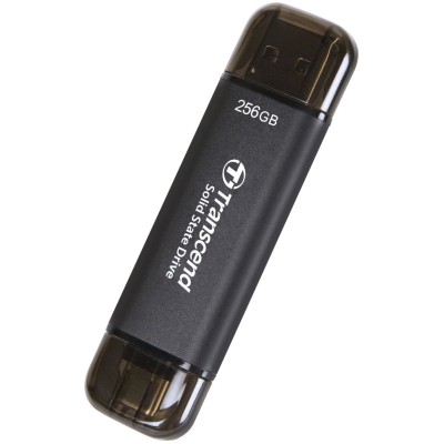 Флеш-накопитель Transcend External SSD ESD310C, 256GB, Type C/A, USB 10Gbps (3.2 Gen2), R/W 1050/950MB/s, 71x20x8mm, 11g, Black (5 лет)