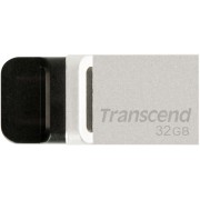 Флеш-накопитель Transcend 32GB JetFlash 880, Silver Plating, OTG