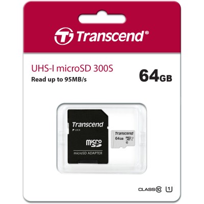 Карта памяти Transcend 64GB microSDXC Class 10 UHS-I U1 R95, W45MB/s with SD adapter