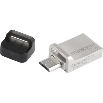 Флеш-накопитель Transcend 32GB JetFlash 880, Silver Plating, OTG