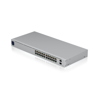 Коммутатор 24-port, Layer 2 PoE switch with a fanless cooling system.95W total PoE availability