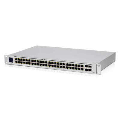 Коммутатор 48-port, Layer 2 PoE switch with a silent, fanless cooling system.195W total PoE availability