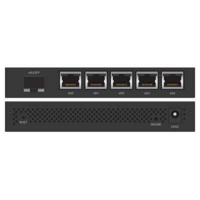 Маршрутизатор Compact but powerful router sporting (5) Gigabit RJ45 ports with passive PoE support and an SFP port