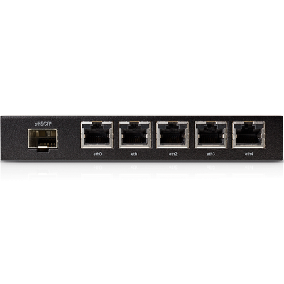 Маршрутизатор Compact but powerful router sporting (5) Gigabit RJ45 ports with passive PoE support and an SFP port