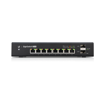 Коммутатор Gigabit switch with (8) RJ45 ports, (2) SFP ports, and a 150W power supply